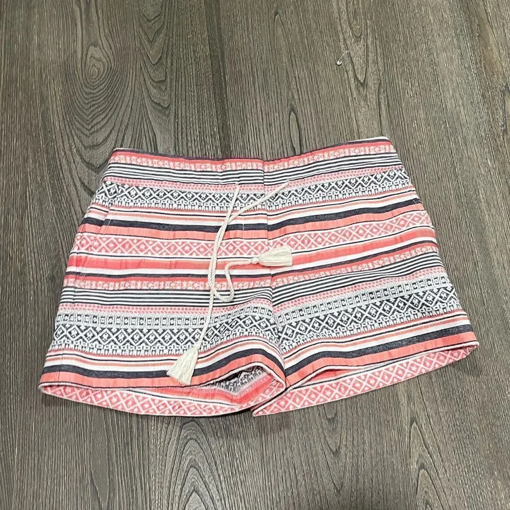 Loft The Rivera Short Pink Black Aztec Print Cotton Size 4